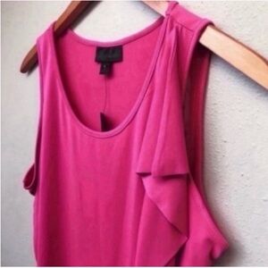 Pink Ruffle Sleeveless Flirty Tank Top